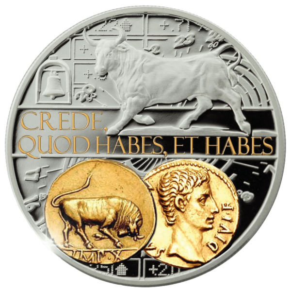 Sidabrinė moneta Aurėjas – Taurus (Jautis)