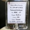 BRILIANTAS, apvalus, spalva Tinted, švarumas SI1, 0,22 ct