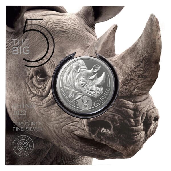 Sidabrinė moneta „Didysis Afrikos penketas – Raganosis II“ 1 oz