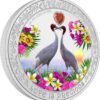 Silver coin "Sarus Cranes  Love is Precious"