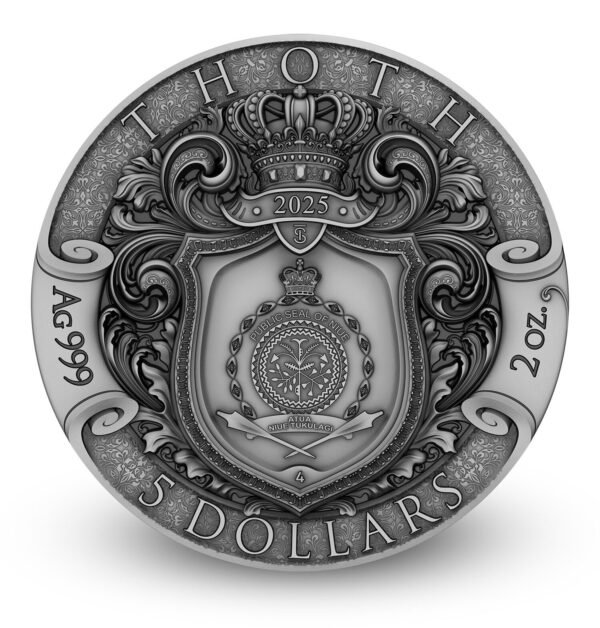 Sidabrinė moneta Totas iš seijos Egipto Aidai 2 oz