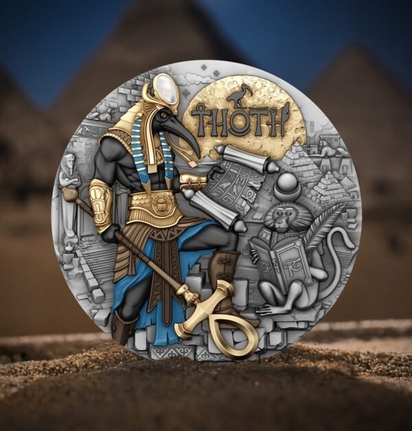 Sidabrinė moneta Totas iš seijos Egipto Aidai 2 oz