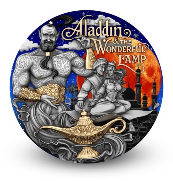 Sidabrinė moneta Aladinas ir stebuklinga lempa 2 oz
