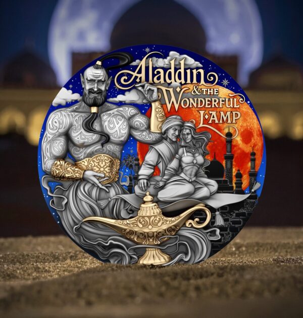 Sidabrinė moneta Aladinas ir stebuklinga lempa 2 oz