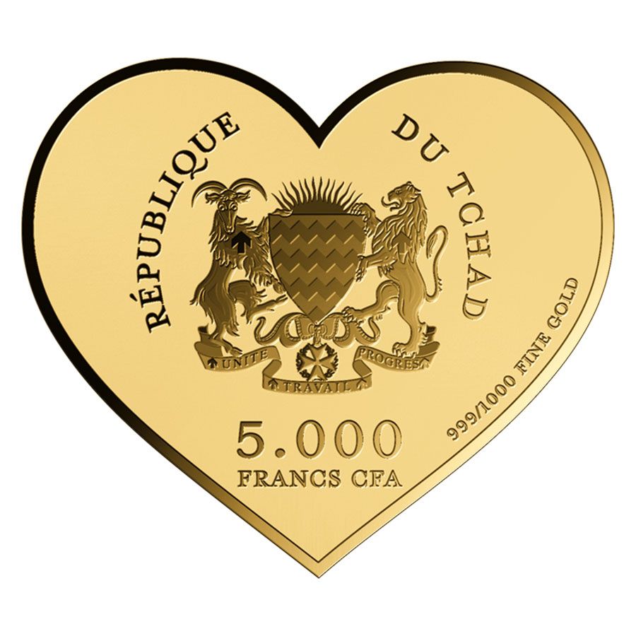 Auksinė moneta Myliu Tave - Širdelė 1/200 oz
