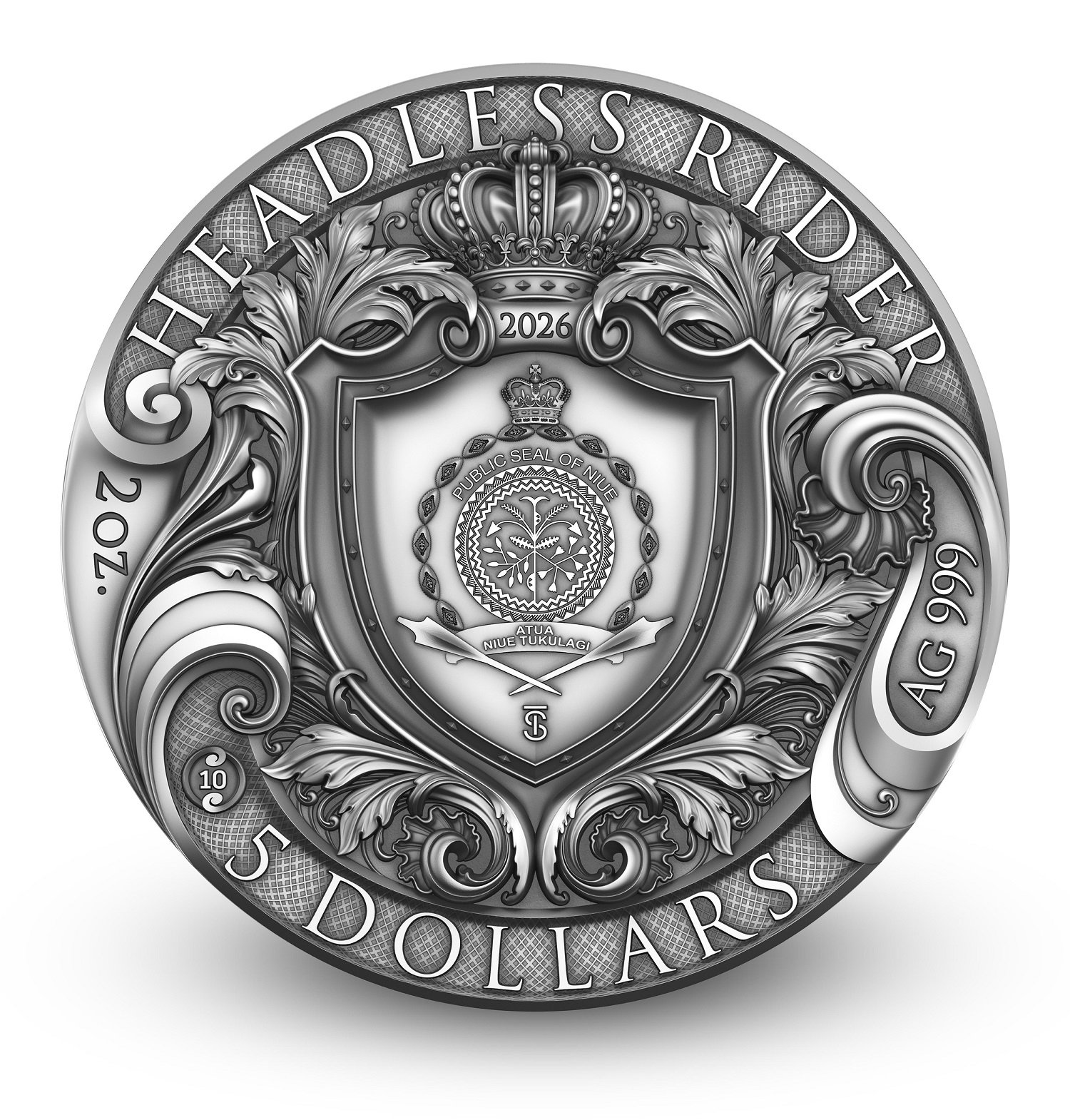 Sidabrinė moneta Raitelis be galvos, 2 oz