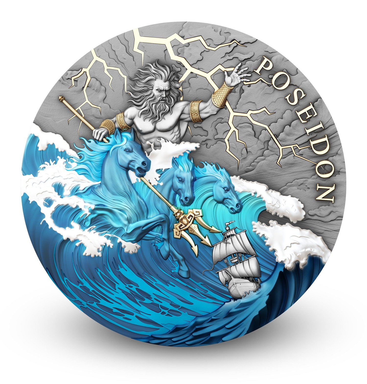 Sidabrinė moneta Poseidonas, 2 oz
