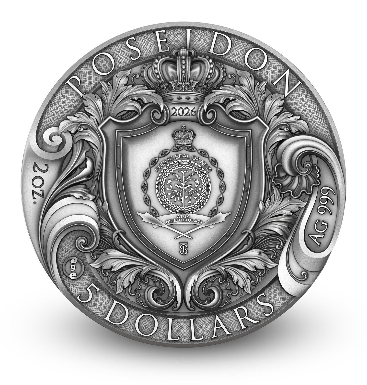 Sidabrinė moneta Poseidonas, 2 oz