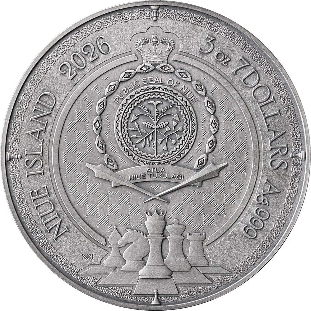 Sidabrinė moneta Karalienės Gambitas iš serijos Šachmatų mūšis, 3 oz