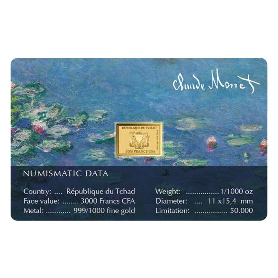Auksinė moneta Vandens lelijos- Claude Monet, 1/1000 oz